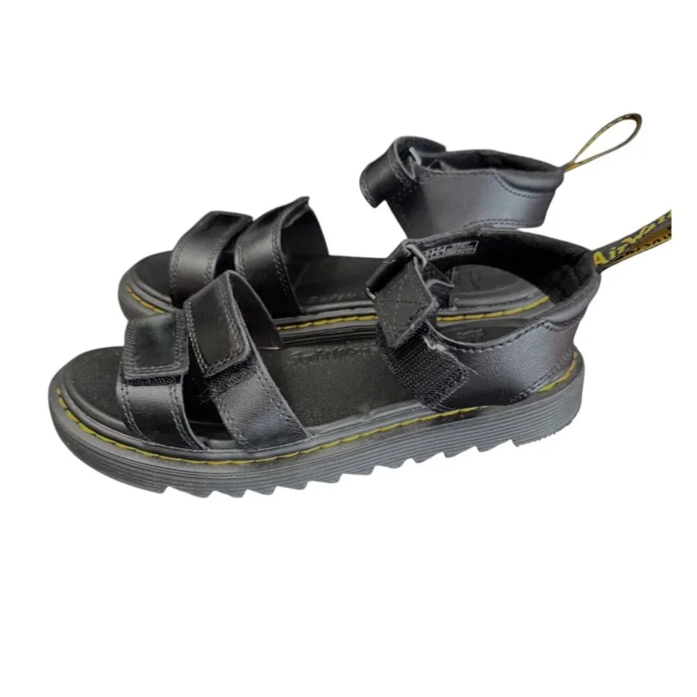 Dr Martens Junior Klaire Leather Strap Sandal Women 6‎ Black Lightweight Straps